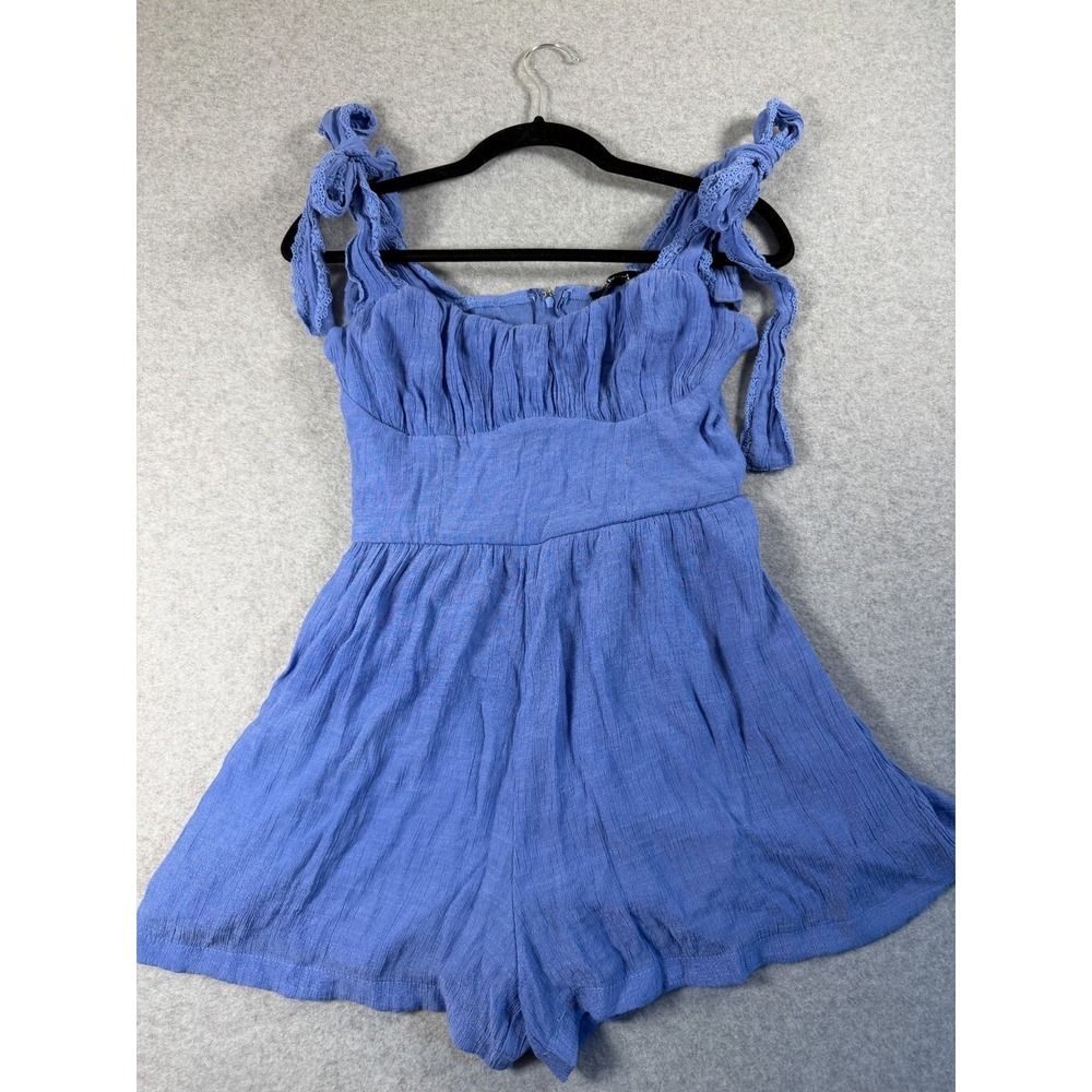 Coquette Ditsy Blue Babydoll Romper Dress Size M Ruched Fairy Romantic SKU 237